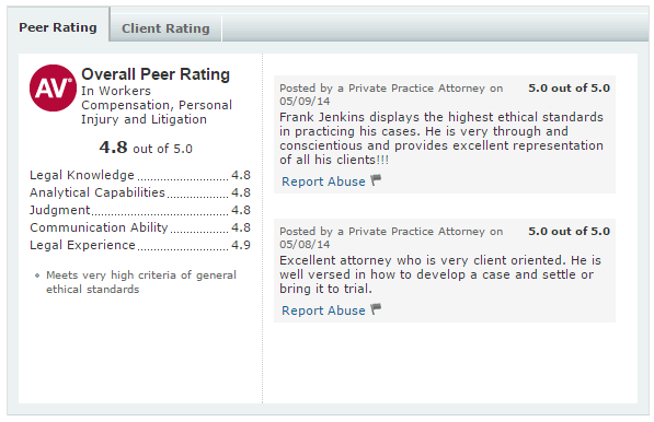 frank jenkins lawyer ratings